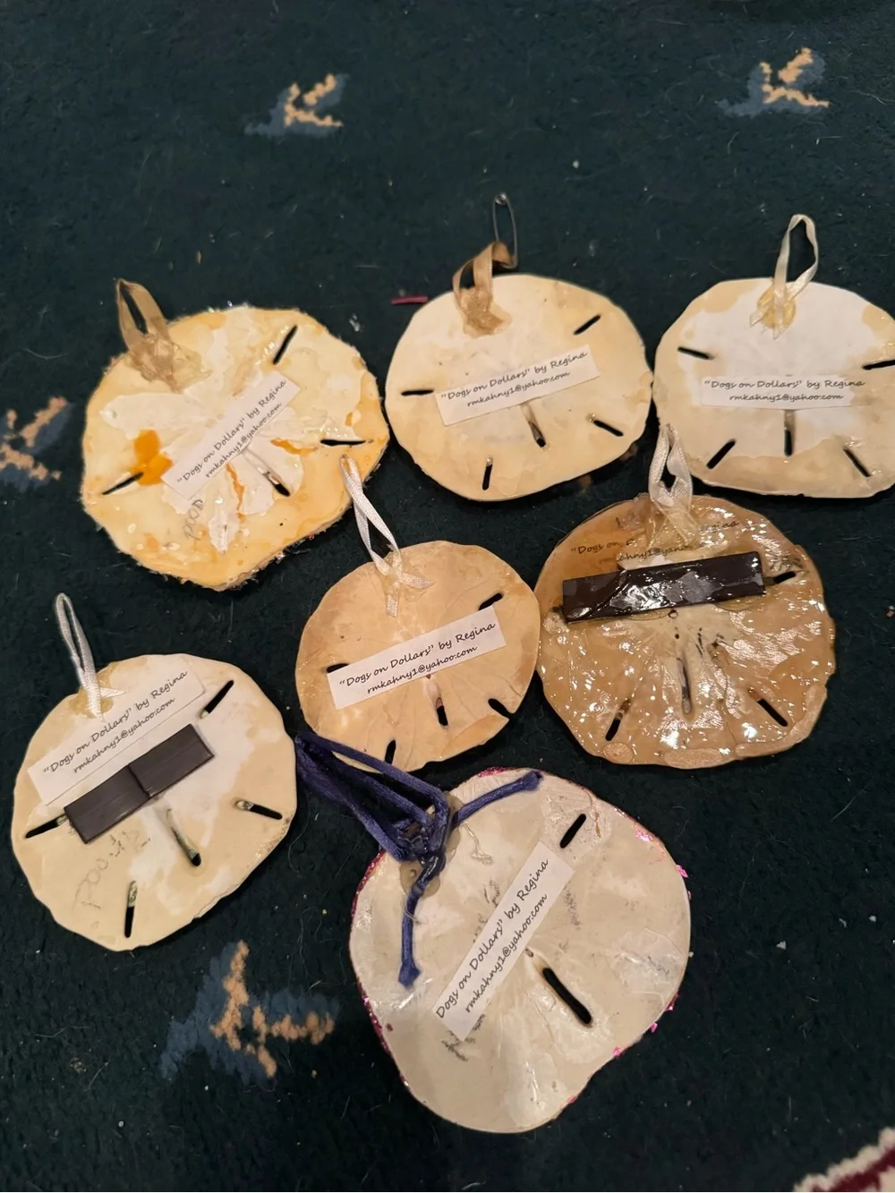 Handmade Beige real  Sand Dollar Pet Photo Ornament -all of them
